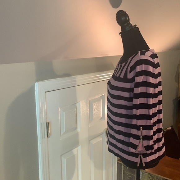 Talbots knit top pink a navy - Picture 6 of 6